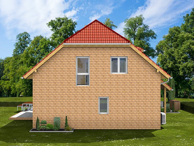 Massivhaus Dorina von AVOS Hausbau Schlüsselfertig ab 343150€, Satteldach-Klassiker Außenansicht 4