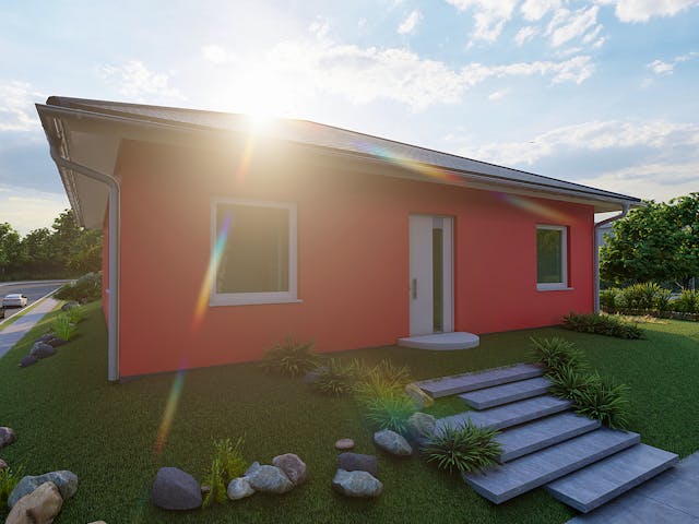 Massivhaus Enzian von AVOS Hausbau Schlüsselfertig ab 211500€, Bungalow Außenansicht 1