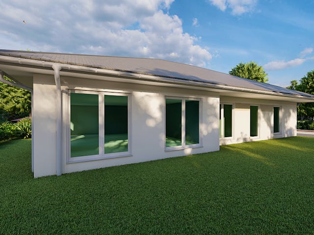 Massivhaus Geranie von AVOS Hausbau Schlüsselfertig ab 414000€, Bungalow Außenansicht 1 Massivhaus Geranie von AVOS Hausbau Schlüsselfertig ab 414000€, Bungalow Außenansicht 1