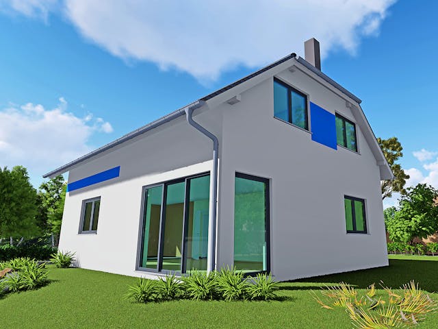 Massivhaus Hortensie von AVOS Hausbau Schlüsselfertig ab 353150€, Satteldach-Klassiker Außenansicht 1