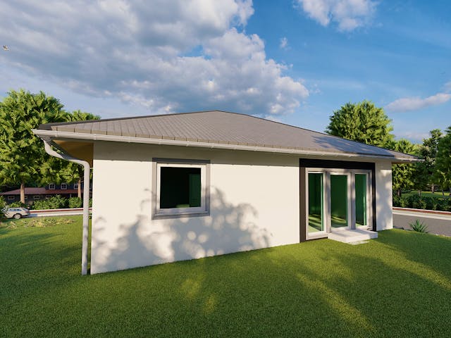 Massivhaus Iris von AVOS Hausbau Schlüsselfertig ab 203500€, Bungalow Außenansicht 1