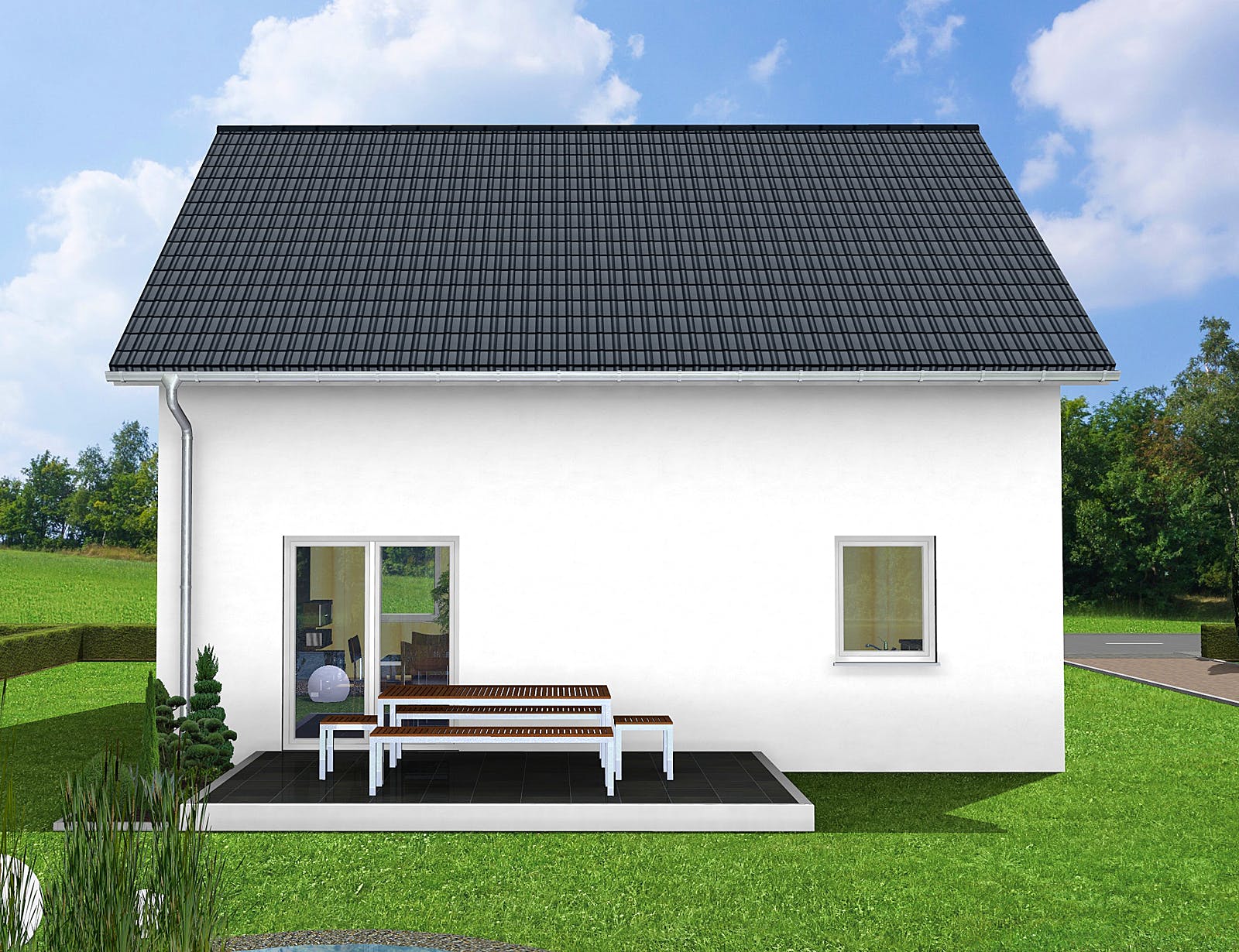 Massivhaus Kern von AVOS Hausbau Schlüsselfertig ab 279950€, Satteldach-Klassiker Außenansicht 2