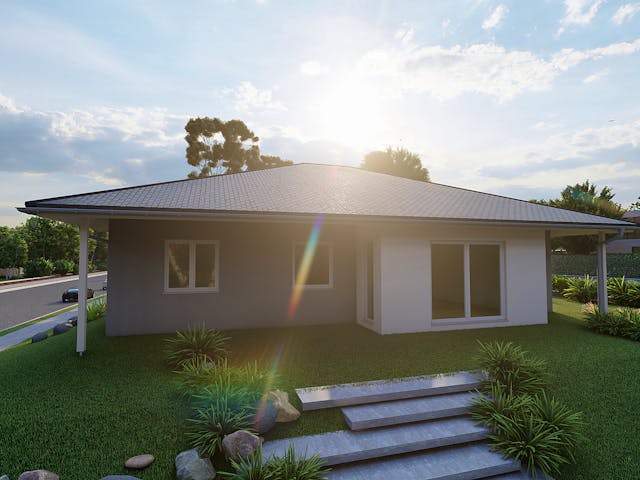 Massivhaus Klatschmohn von AVOS Hausbau Schlüsselfertig ab 318500€, Bungalow Außenansicht 1