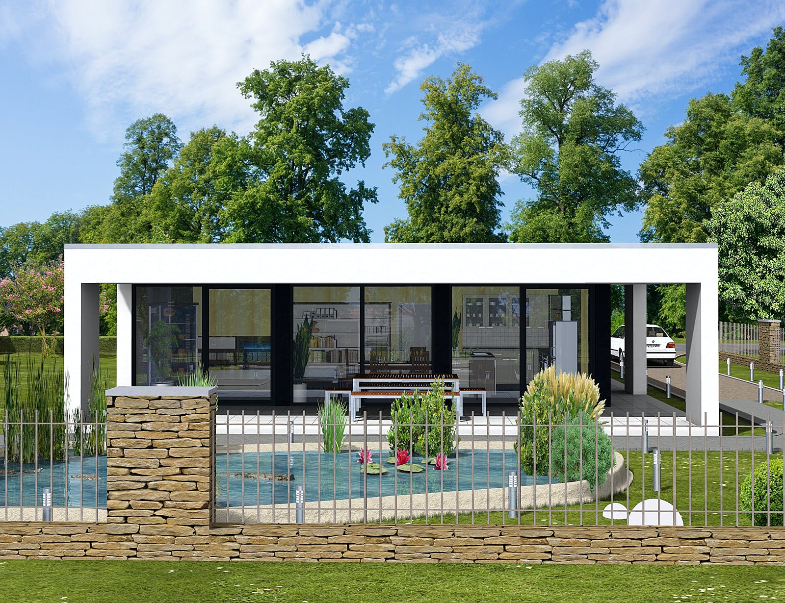 Massivhaus Marie von AVOS Hausbau Schlüsselfertig ab 295000€, Bungalow Außenansicht 1
