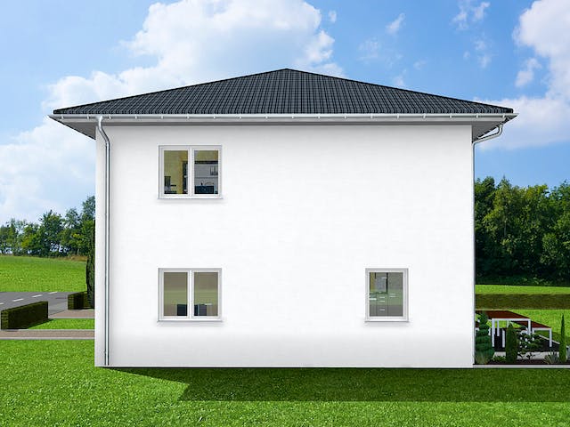 Massivhaus Olina von AVOS Hausbau Schlüsselfertig ab 346500€, Stadtvilla Außenansicht 3