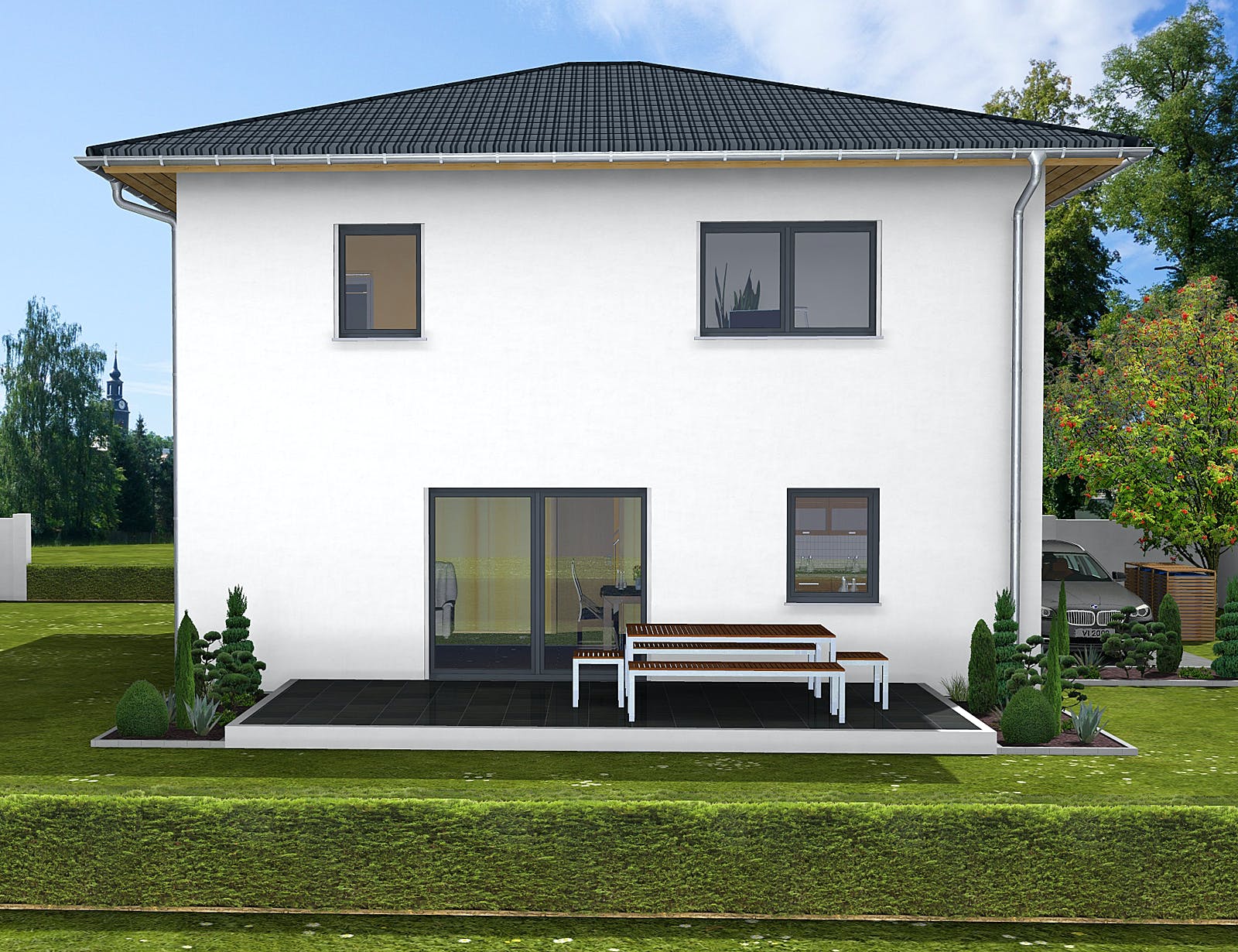 Massivhaus Paulina von AVOS Hausbau Schlüsselfertig ab 319500€, Stadtvilla Außenansicht 1