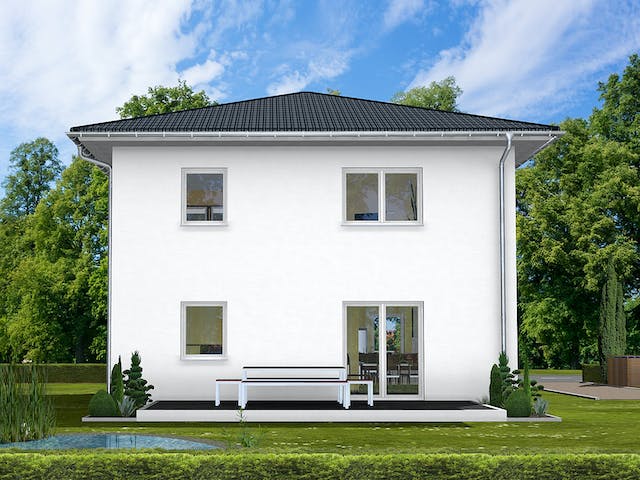 Massivhaus Pia von AVOS Hausbau Schlüsselfertig ab 299800€, Stadtvilla Außenansicht 2