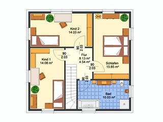 Massivhaus Pia von AVOS Hausbau Schlüsselfertig ab 299800€, Stadtvilla Grundriss 2