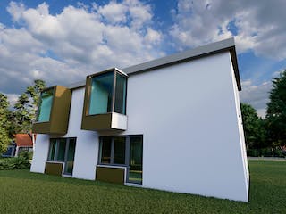 Massivhaus Weidenröschen von AVOS Hausbau Schlüsselfertig ab 789000€, Cubushaus Außenansicht 2