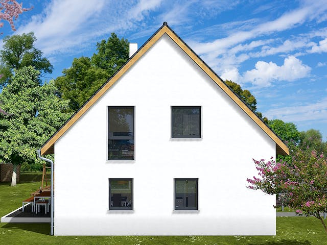 Massivhaus Wenke von AVOS Hausbau Schlüsselfertig ab 455500€, Satteldach-Klassiker Außenansicht 4