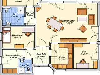 Fertighaus Suno von Fingerhut Haus Schlüsselfertig ab 395692€, Bungalow Grundriss 1