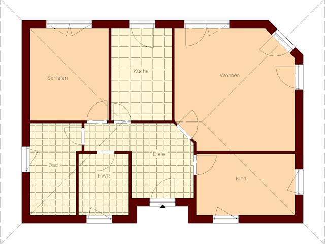 Massivhaus Sellin 91 von TIMOWA Massivhäuser Schlüsselfertig ab 231900€, Bungalow Grundriss 1