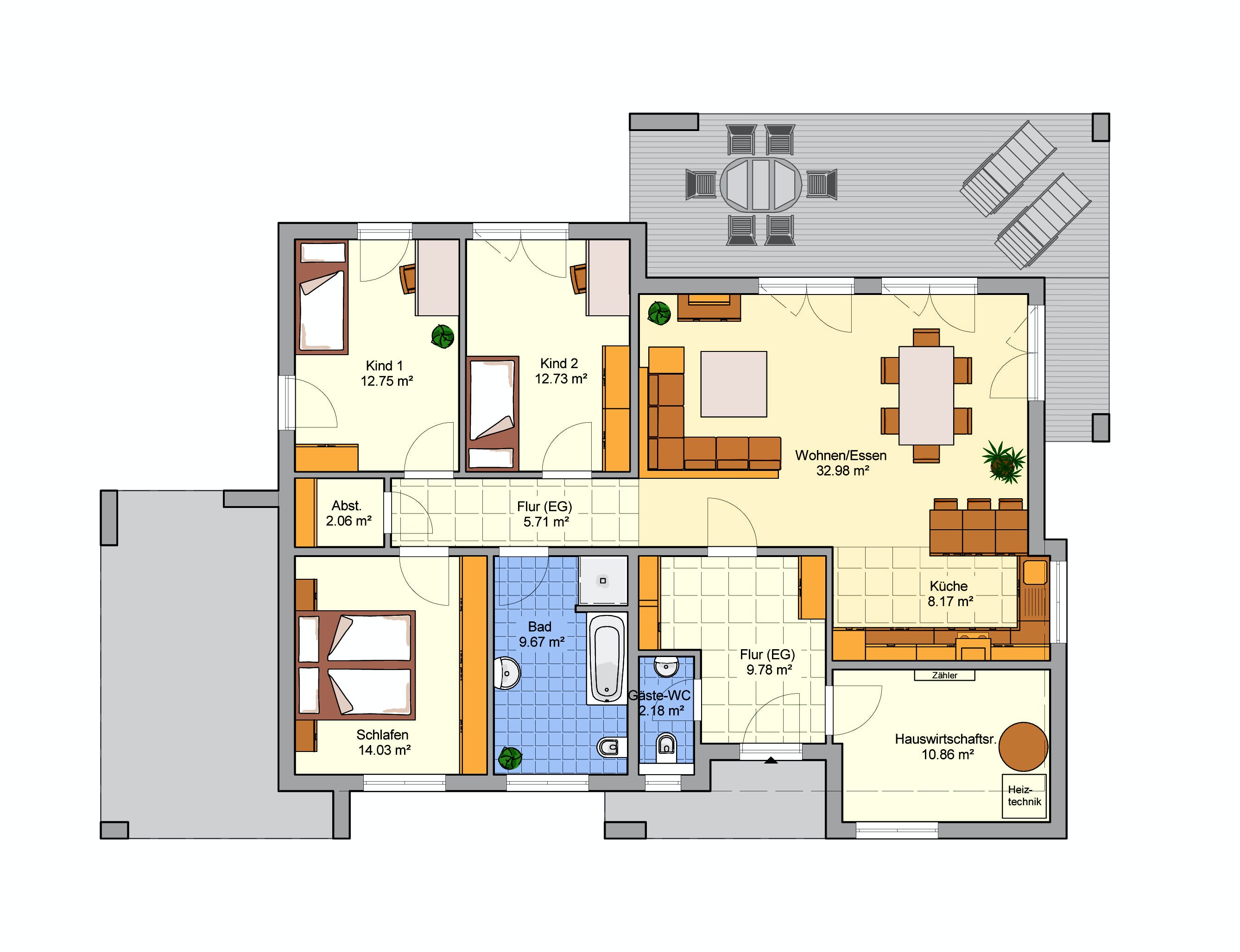 Fertighaus Karismo von FINGERHUT-HAUS Schlüsselfertig ab 409314€, Bungalow Grundriss 1