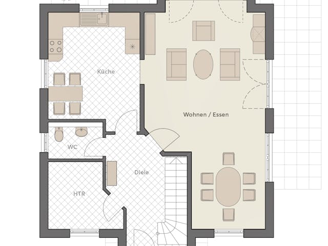 Massivhaus Landhaus 142 von ROTH MASSIVHAUS Schlüsselfertig ab 359000€, Satteldach-Klassiker Grundriss 1