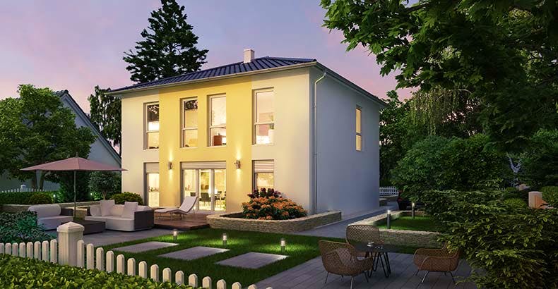 Massivhaus Bari von HELMA MASSIVHAUS Schlüsselfertig ab 335350€, Stadtvilla Außenansicht 2