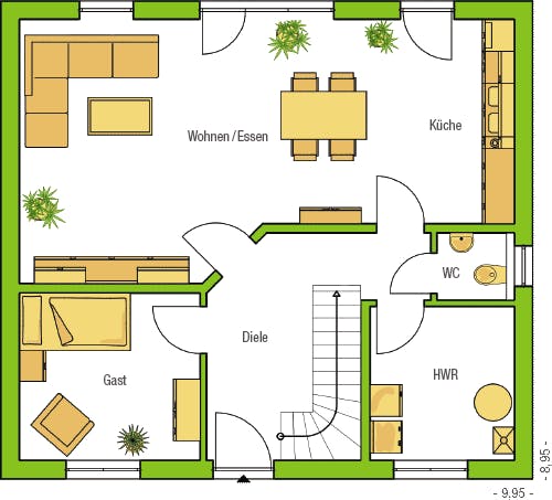 Massivhaus Bari von HELMA MASSIVHAUS Schlüsselfertig ab 335350€, Stadtvilla Grundriss 1