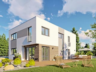 Massivhaus Einfamilienhaus Berlin von BauArt Massivbau, Cubushaus Außenansicht 2