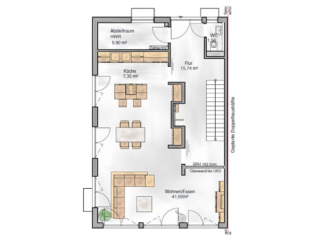 Massivhaus Doppelhaus Wien von BauArt Massivbau, Satteldach-Klassiker Grundriss 1 Massivhaus Doppelhaus Wien von BauArt Massivbau, Satteldach-Klassiker Grundriss 1