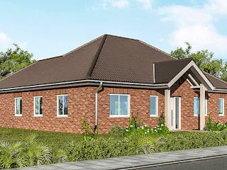 Massivhaus Bungalow BL 115 Variante K von Baudirekt,  Außenansicht 1