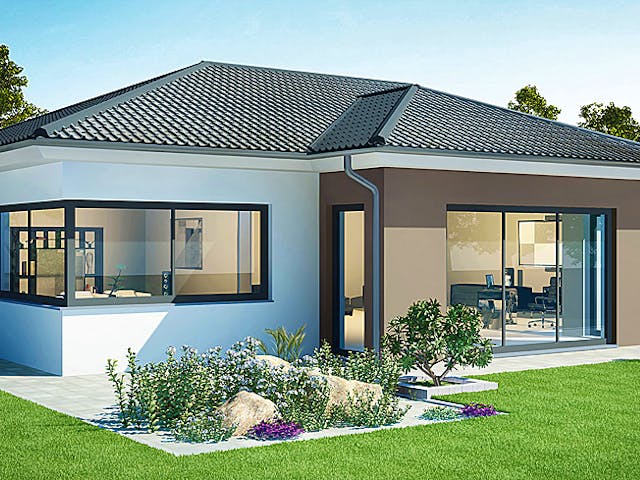 Massivhaus Bungalow BL 95 Variante K von Baudirekt, Bungalow Außenansicht 1