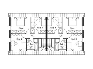 Massivhaus Doppelhaus DH 110 Basis von Baudirekt, Satteldach-Klassiker Grundriss 2