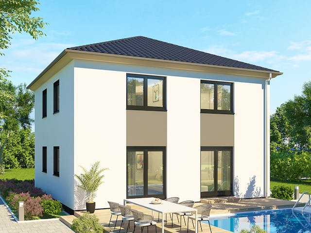 Massivhaus Stadtvilla SV125 Basis von Baudirekt, Stadtvilla Außenansicht 1
