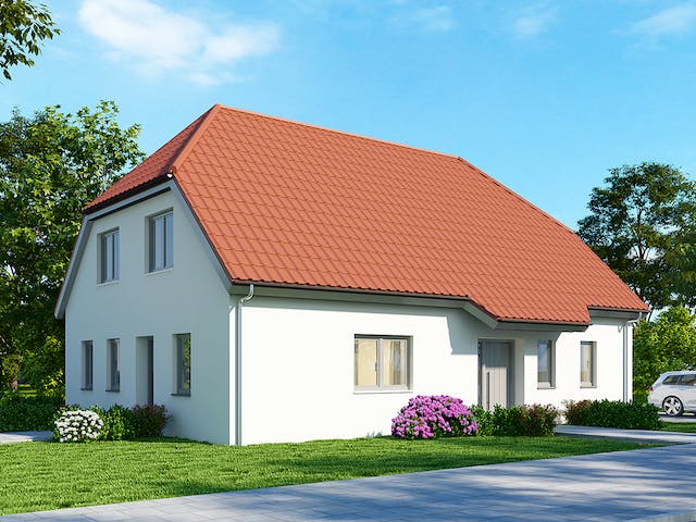 Massivhaus Zweifamilienhaus ZH200 Basis von Baudirekt, Satteldach-Klassiker Außenansicht 1