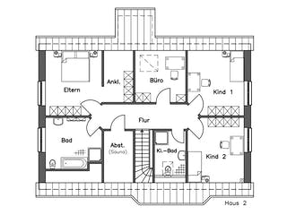 Massivhaus Zweifamilienhaus ZH200 Basis von Baudirekt, Satteldach-Klassiker Grundriss 2