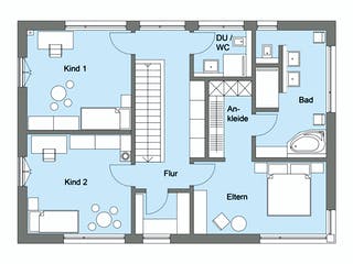 Fertighaus Herb - Kundenhaus von Bau-Fritz Schlüsselfertig ab 645000€, Satteldach-Klassiker Grundriss 2