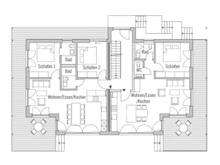 Fertighaus Mehrfamilienhaus Valfontana von Bau-Fritz - Mehrfamilienhäuser Schlüsselfertig ab 1290000€, Grundriss 1