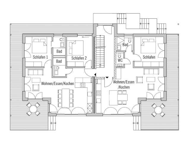 Fertighaus Mehrfamilienhaus Valfontana von Bau-Fritz - Mehrfamilienhäuser Schlüsselfertig ab 1290000€, Grundriss 1