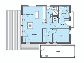 Fertighaus Bieker - Kundenhaus von Bau-Fritz Schlüsselfertig ab 375000€, Bungalow Grundriss 1