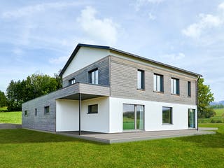 Fertighaus Gruber - Kundenhaus von Bau-Fritz Schlüsselfertig ab 765000€, Satteldach-Klassiker Außenansicht 2