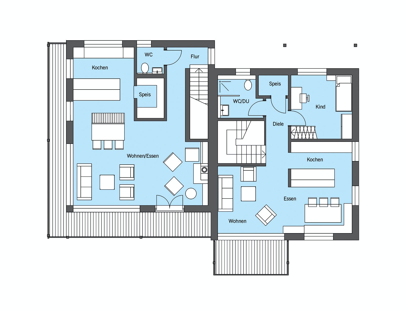 Fertighaus Horn - Kundenhaus von Bau-Fritz Schlüsselfertig ab 1205000€, Satteldach-Klassiker Grundriss 1