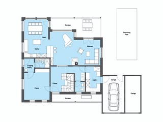 Fertighaus van Dyck - Kundenhaus von Bau-Fritz Schlüsselfertig ab 775000€, Satteldach-Klassiker Grundriss 1