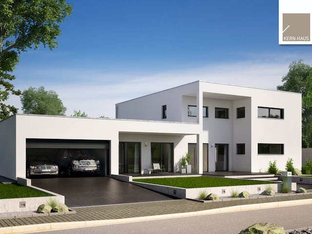 Massivhaus Bauhaus Ixeo von Kern-Haus Schlüsselfertig ab 818900€, Cubushaus Außenansicht 1