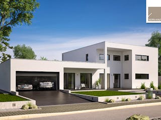 Massivhaus Bauhaus Ixeo von Kern-Haus Schlüsselfertig ab 737900€, Cubushaus Außenansicht 3