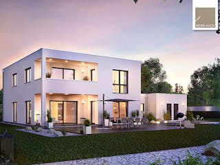 Massivhaus Bauhaus Ixeo von Kern-Haus Schlüsselfertig ab 737900€, Cubushaus Außenansicht 4