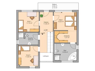 Massivhaus Bauhaus Linea von Kern-Haus Schlüsselfertig ab 452900€, Cubushaus Grundriss 2