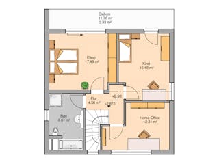 Massivhaus Bauhaus Novum von Kern-Haus Schlüsselfertig ab 339900€, Cubushaus Grundriss 2