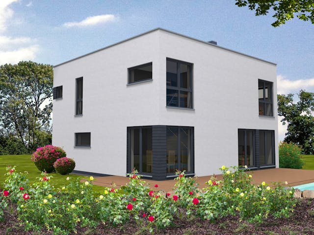 Fertighaus Bauhaus 161 von Suckfüll Energiesparhaus Schlüsselfertig ab 460013€, Cubushaus Außenansicht 1