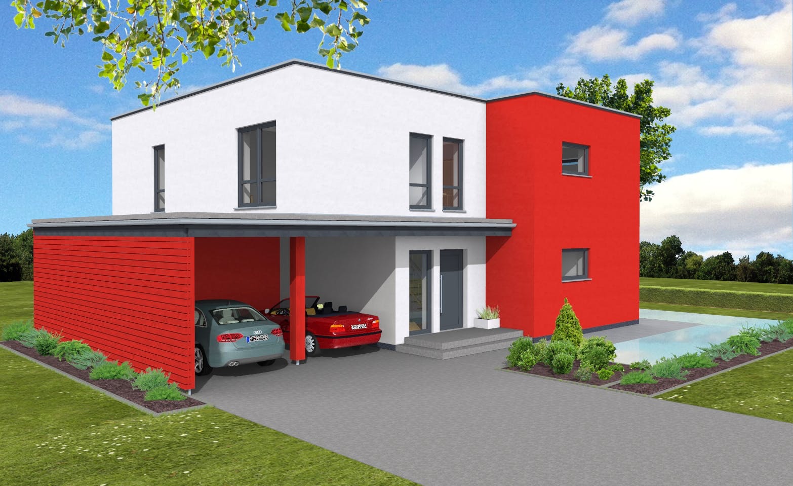 Fertighaus Bauhaus 197 von Suckfüll Energiesparhaus Schlüsselfertig ab 474525€, Cubushaus Außenansicht 1