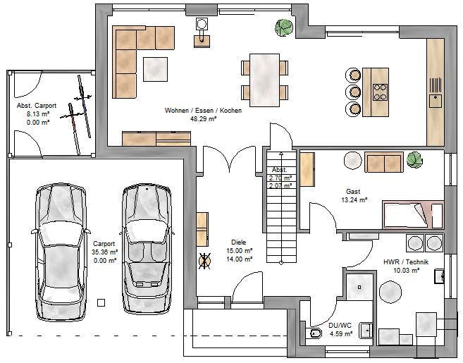 Fertighaus Bauhaus 197 von Suckfüll Energiesparhaus Schlüsselfertig ab 474525€, Cubushaus Grundriss 2