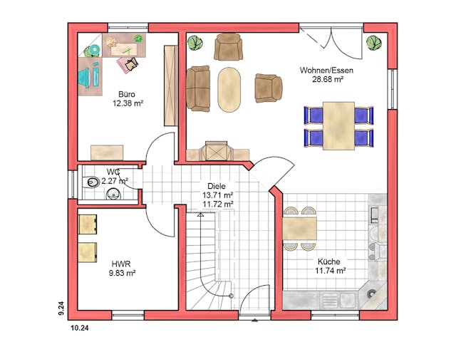 Massivhaus DAYDREAM von BAUTREND-Haus, Satteldach-Klassiker Grundriss 1