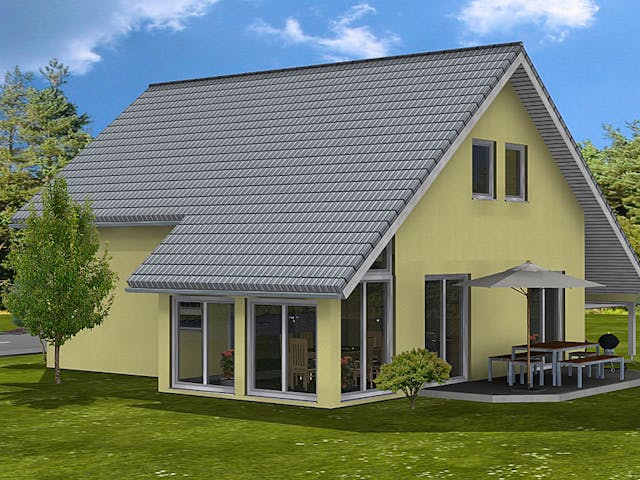 Massivhaus SUNFLOWER von BAUTREND-Haus, Satteldach-Klassiker Außenansicht 1