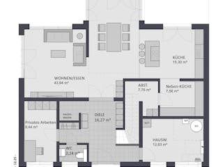 Massivhaus Entwurf CS211 von FAVORIT Massivhaus, Pultdachhaus Grundriss 1