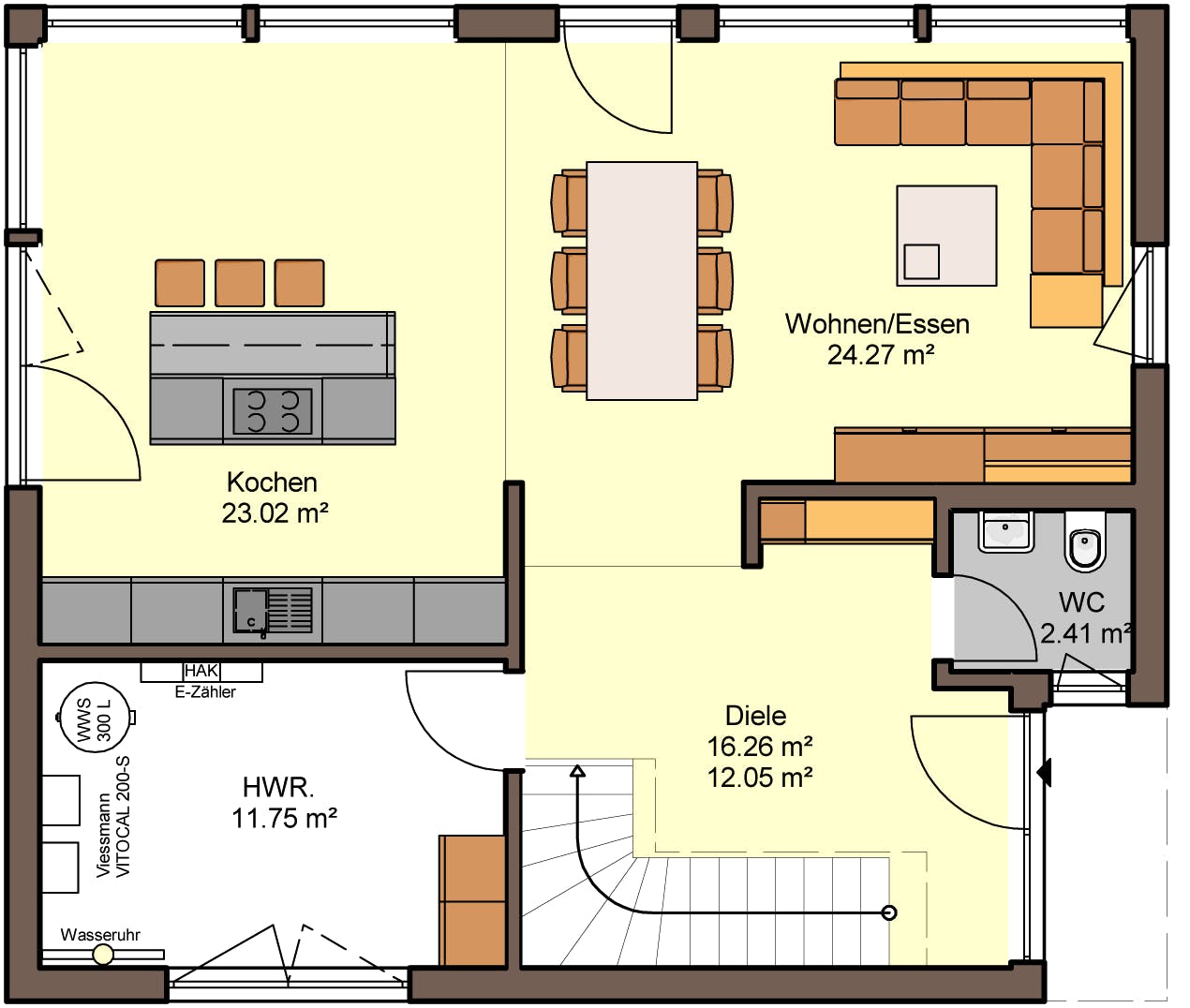 Fertighaus Belando von Büdenbender Hausbau Schlüsselfertig ab 344552€, Satteldach-Klassiker Grundriss 1