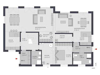 Massivhaus Entwurf PR165-71 von FAVORIT Massivhaus, Stadtvilla Grundriss 1