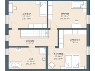 Fertighaus Aktionshaus Hans Weber Edition 3 von WeberHaus Ausbauhaus ab 345000€, Satteldach-Klassiker Grundriss 2