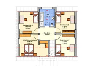 Fertighaus München von Fingerhut Haus Schlüsselfertig ab 431864€, Satteldach-Klassiker Grundriss 2
